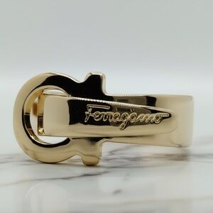 Salvatore Ferragamo Gold Tone Scarf Buckle Ring
